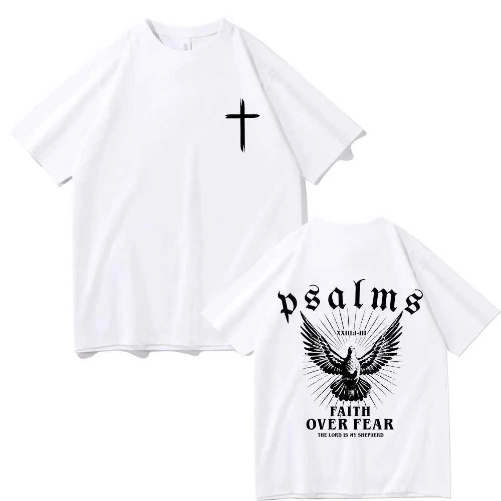 Jesus Faith Over Fear Christian Peace Dove Graphic T-shirts Men Women Fashion Casual Oversized T Shirt Man 100% Cotton Tshirt X250329