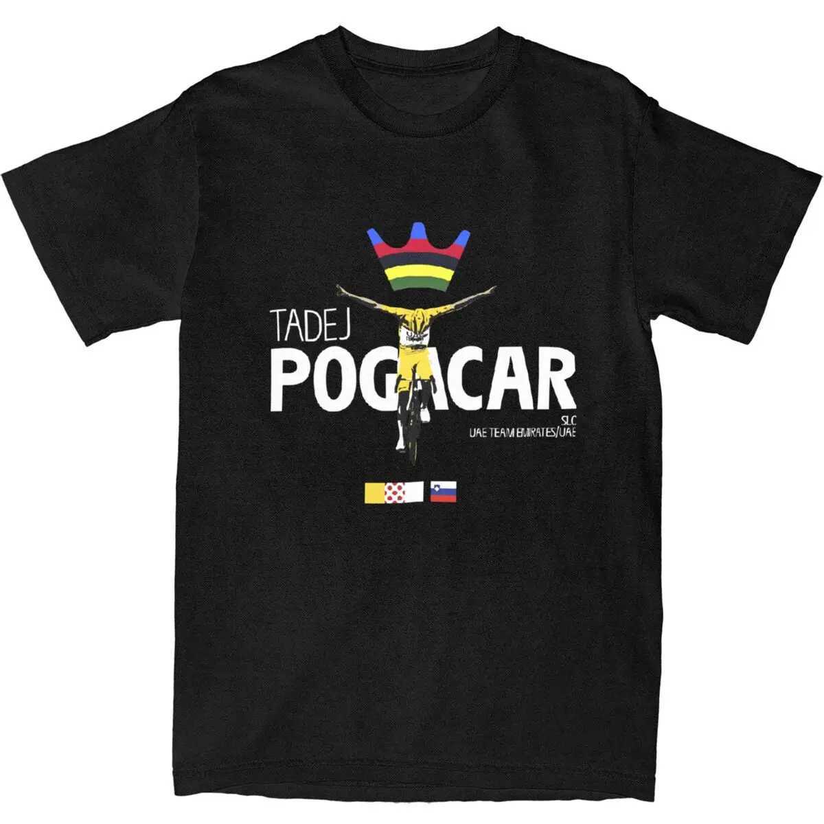 Mens Tadej Pogacar Cycling Pogi Team T-Shirts Cotton Clothing Summer Tour-De France Short Sleeves O-Neck Tshirt Large Size X250329