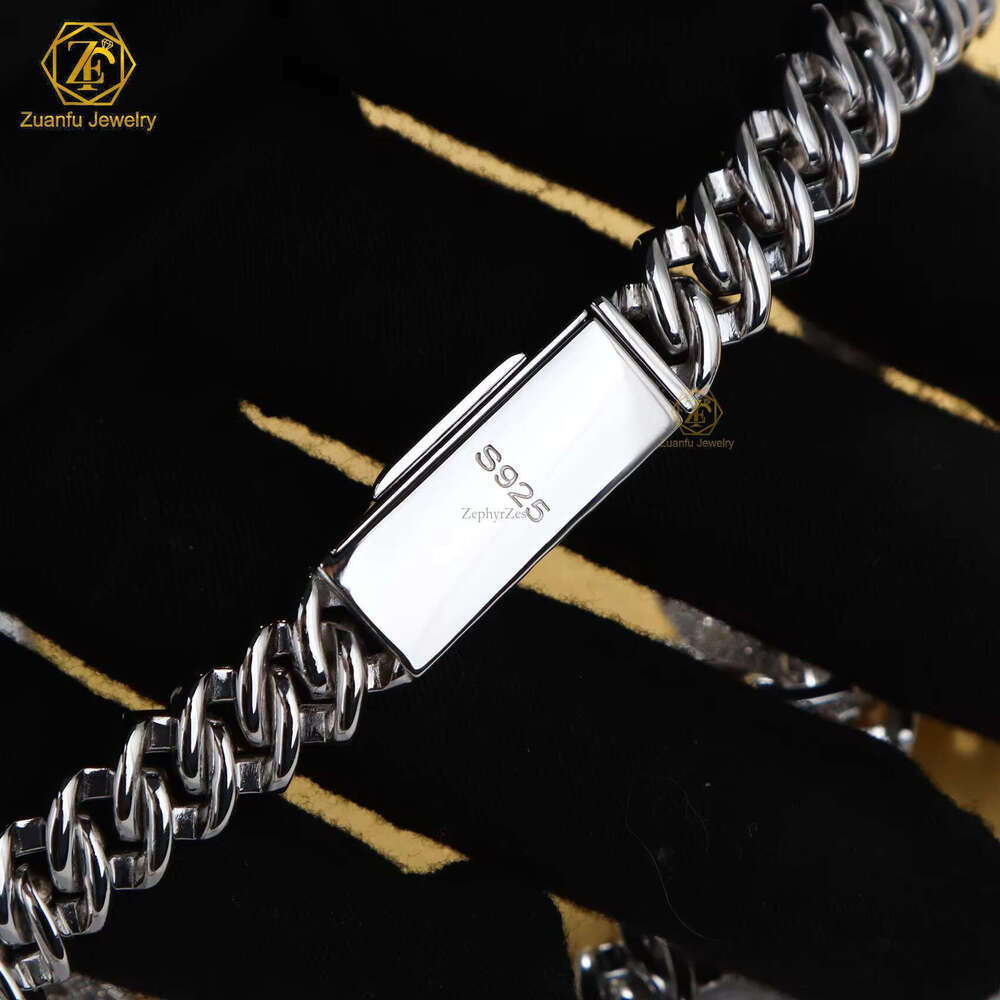 Factory Wholesale Custom Vvs Moissanite Dia 8mm 10mm 12mm Cuban k Chain Necklace Sier Fine Jewelry for Man Woman