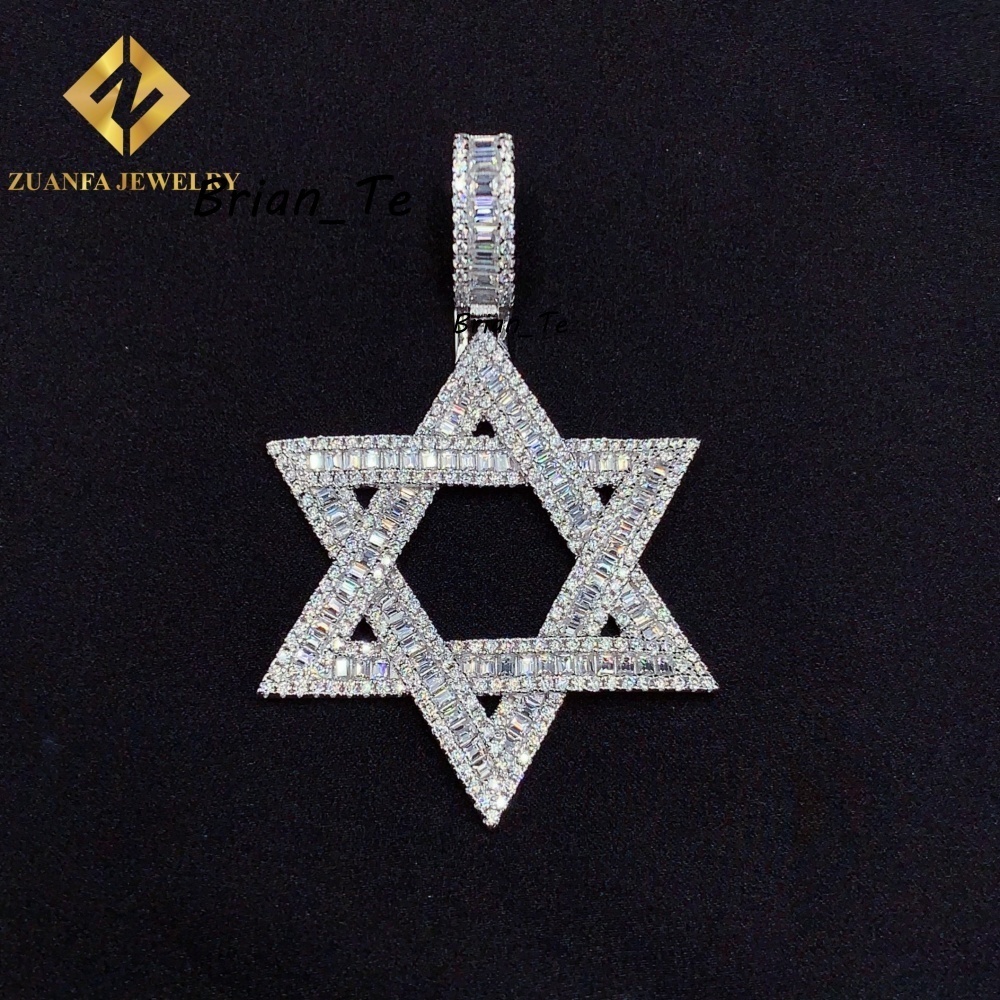 Pass Diamond Tester VVS Moissanite Diamond 925 Silver Pendant Necklace Pendant Big Star Design Hip Hop Jewelry Unisex