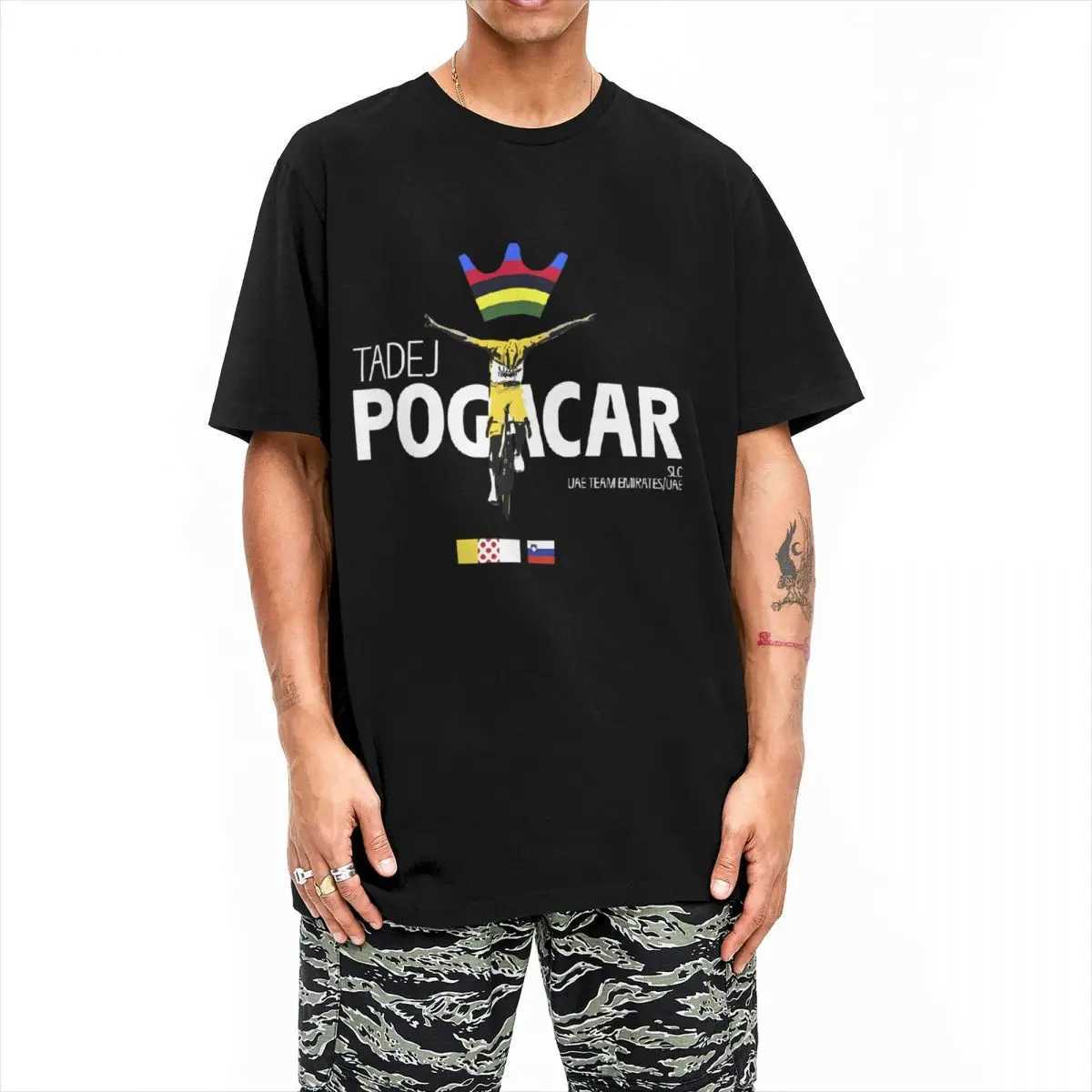 Mens Tadej Pogacar Cycling Pogi Team T-Shirts Cotton Clothing Summer Tour-De France Short Sleeves O-Neck Tshirt Large Size X250329