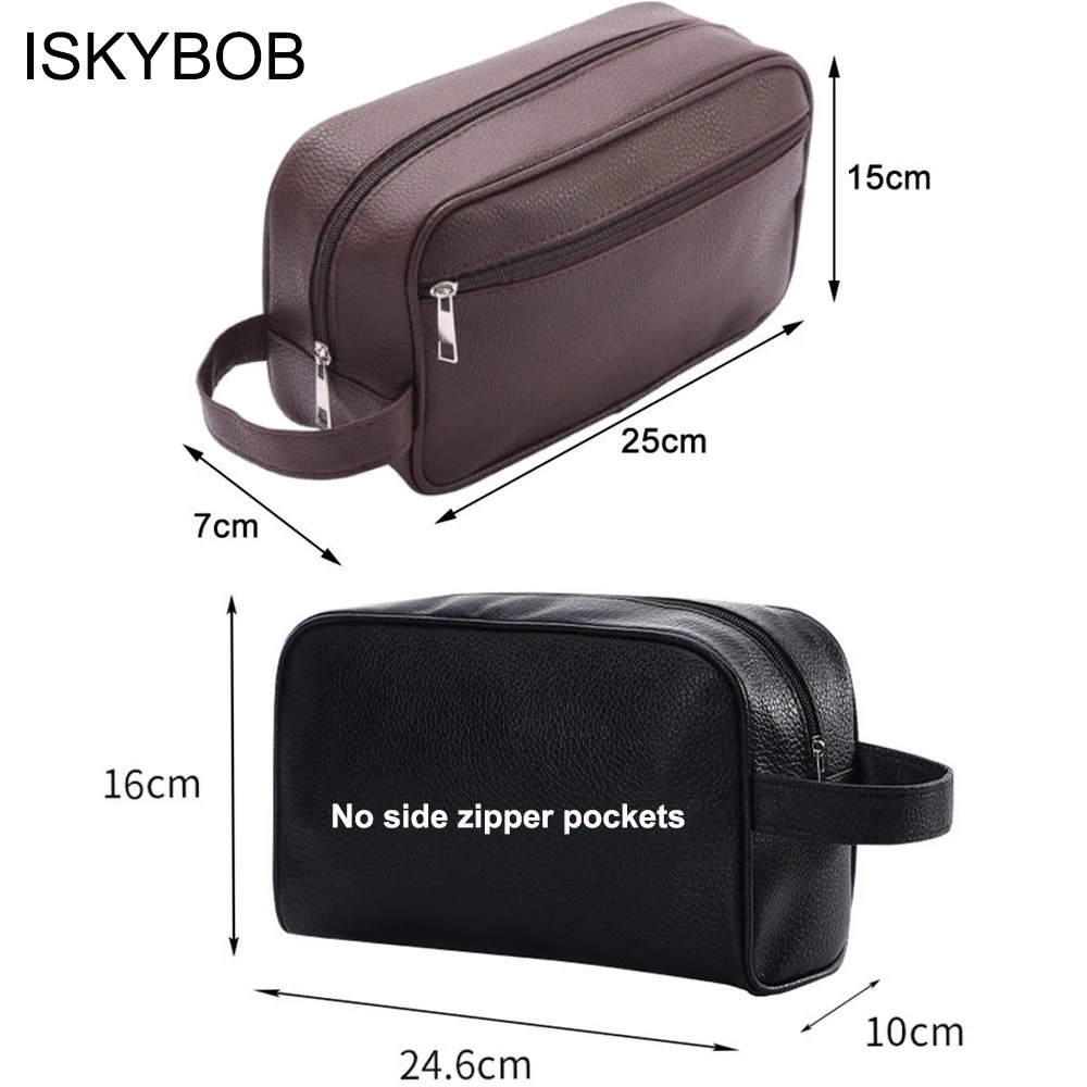 Men Travel Cosmetic Bag Zipper Makeup Bags PU Leather Travel toiletry bag Cosmetics Organizer Storage Pouch Large Capacity 250328