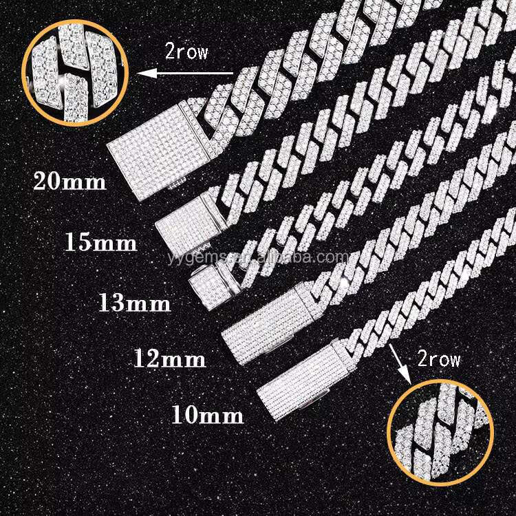 Yu Ying Pass test VVS GRA Moissanite Dia Gold Plated Sier Cuban k Chain for Mans Hip Hop Necklace