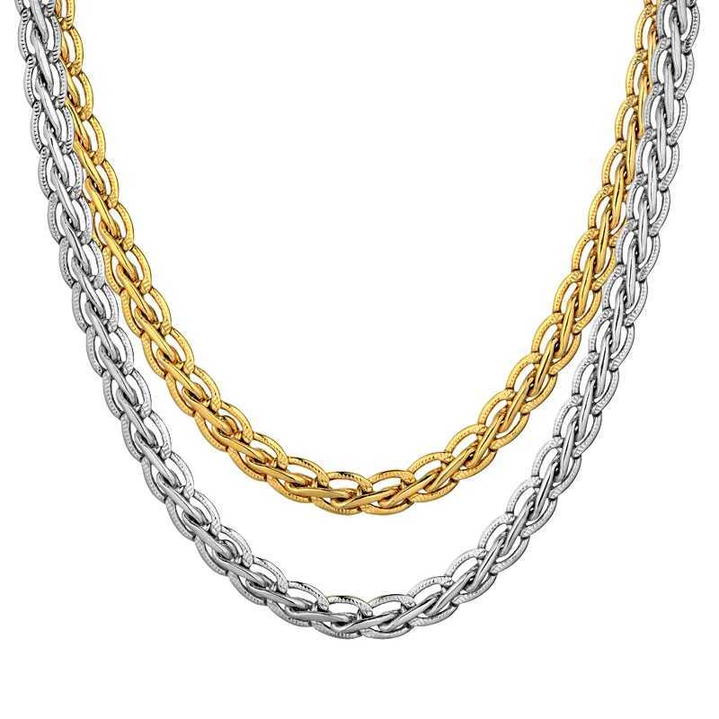 4/8MM Gold Silver Womens Necklace Foxtail Curved Braided Rope Chain Braided Chain 55cm Hip Hop Jewelry Y250329
