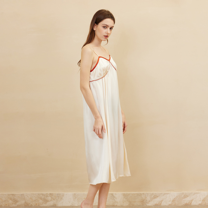 X91259 High quality summer new style silk suspender skirt 100% mulberry silk loose small A version comfortable silk nightdress