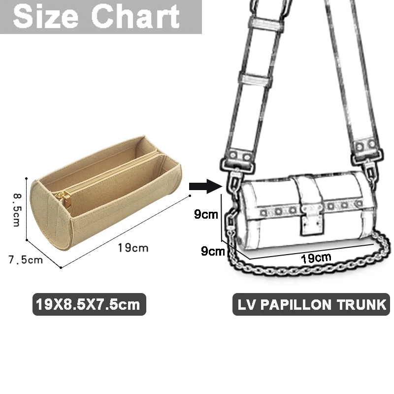 EverToner Fits For PAPILLON TRUNK Barrel Felt Cloth Insert Bag Organizer Women Makeup Bag Travel Portable Organizer 250328