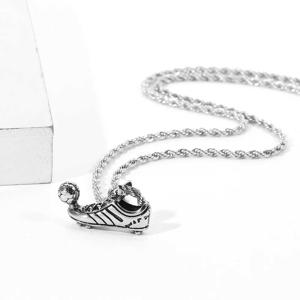 Hip hop punk football shoe pendant necklace mens fashion football necklace boys jewelry accessories gift Y250329