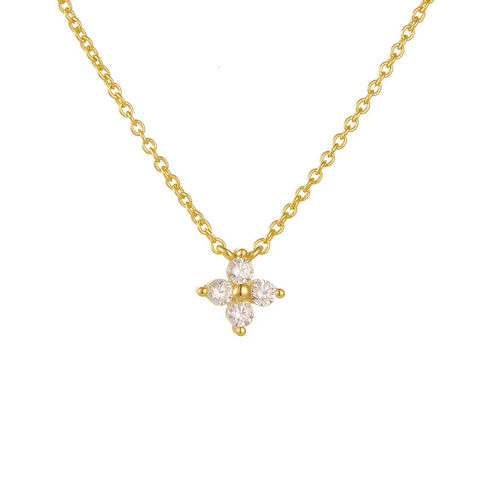 Fashion Tiny Flowers Dainty Necklace Gold Silver Stainless Steel Zircon Womens Pendant Jewelry Gift 250325