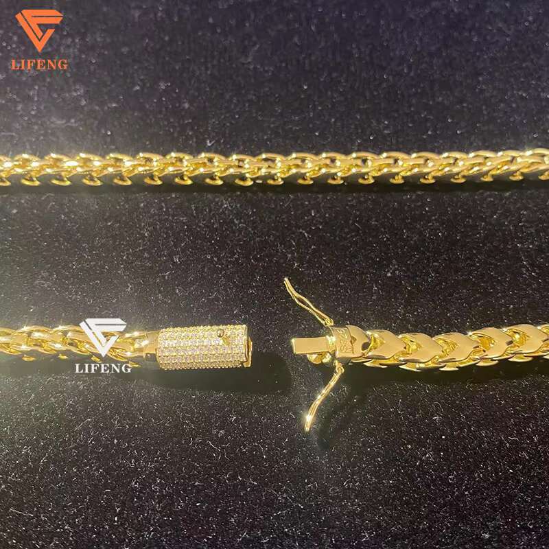 Lifeng Jewelry Wholesale Hip Hop Mens Chain 14k 18k Gold Plated 925 Sterling Silver 6mm Franco Chain Necklace