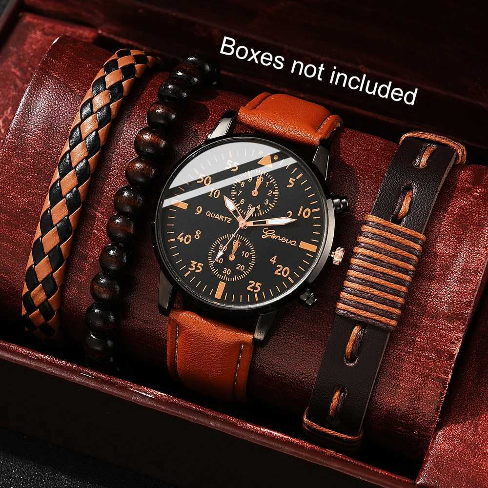 New Hip Hop Mens Fashion Luxury Mens Watch Sport Mens Watch Bracelet Set Relogio Masculino W250329
