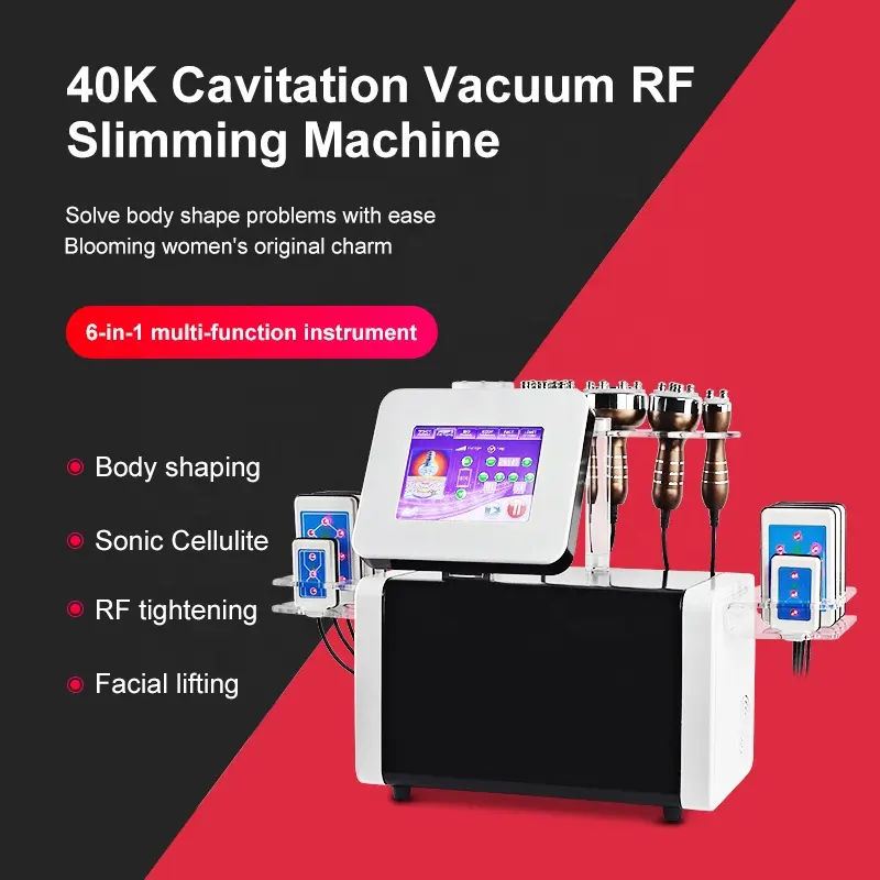Upgrade Model 6 in 1 Cavitation Body Sculpting Hip Lifting Non-invasive Fat Dissolving Slimming Machine RF Vacuum Lipolaser Physiotherapy Skin Care