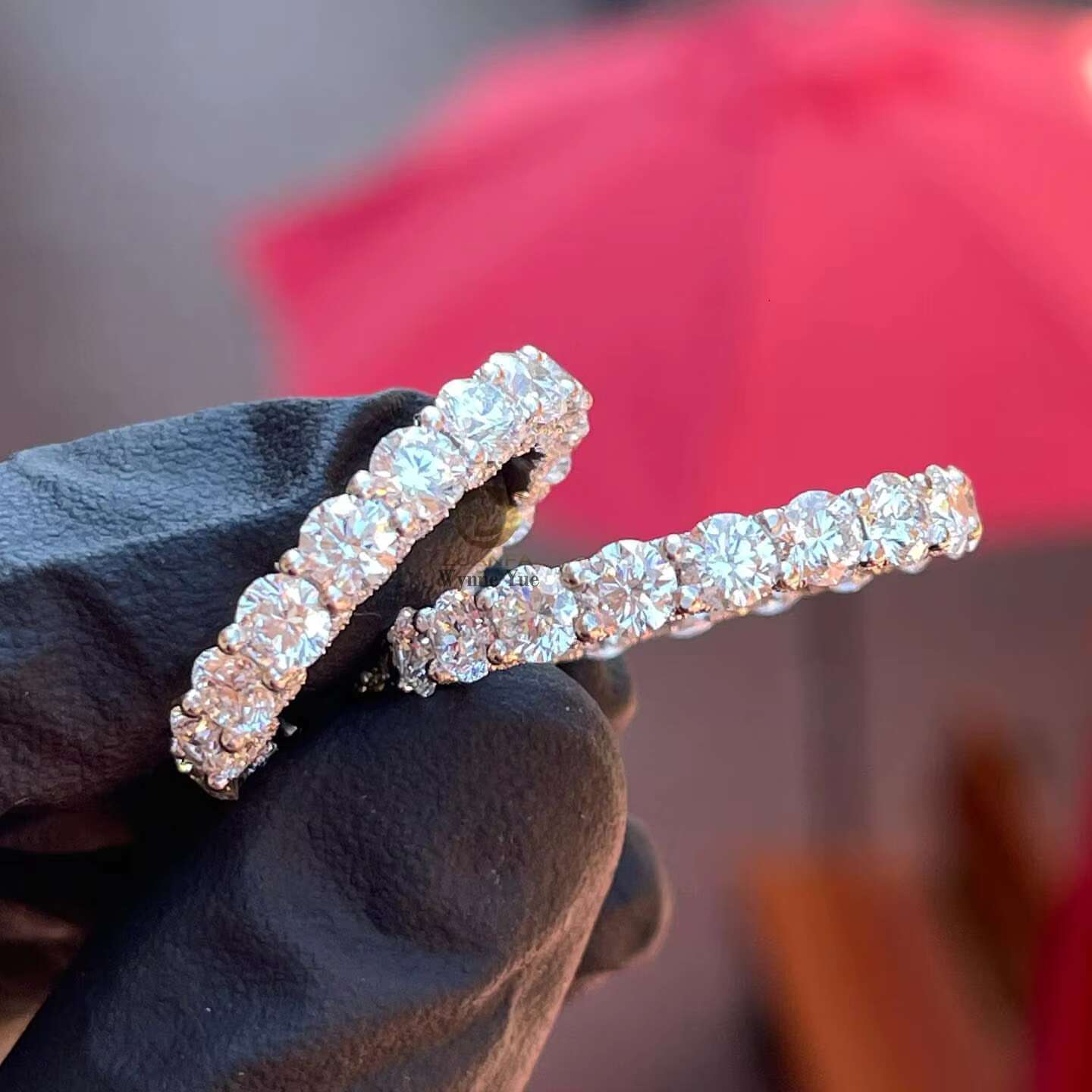 2022 Wedding Eternity Band 3mm Bussdown Fully Pave Side Gallery Set Moissanite Eternity Band Ring