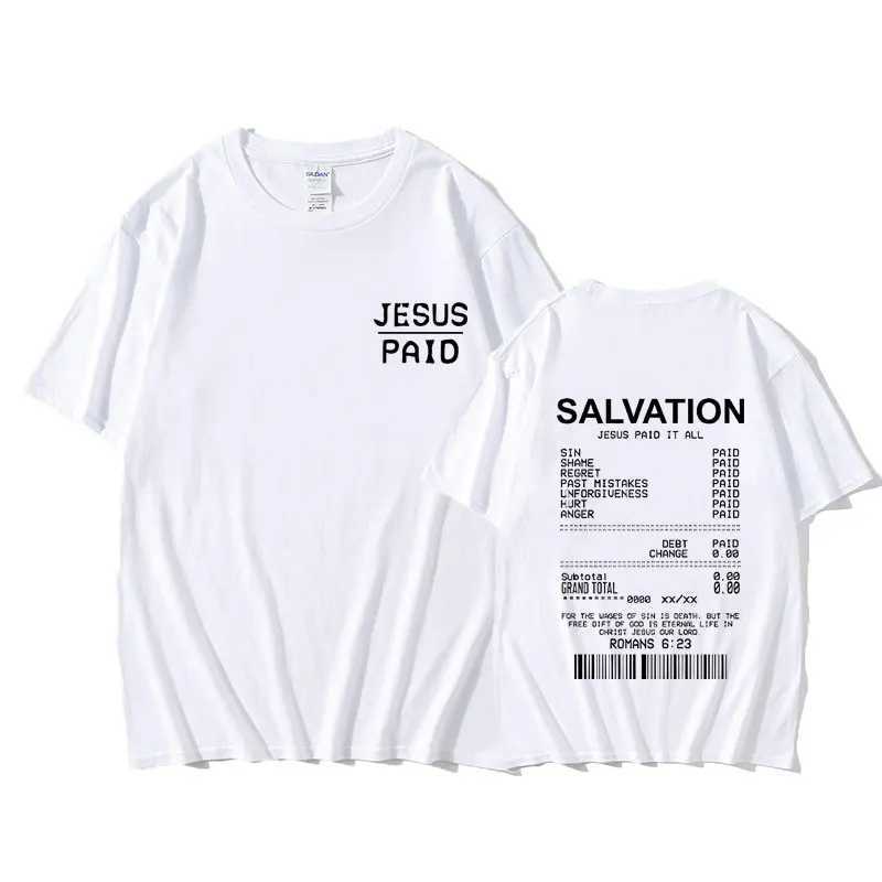 Christian Salvation Jesus Paid It All Graphic Tshirt Men Womens Fashion Oversized Short Sleeve Unisex Hip Hop Vintage T-shirt X250329