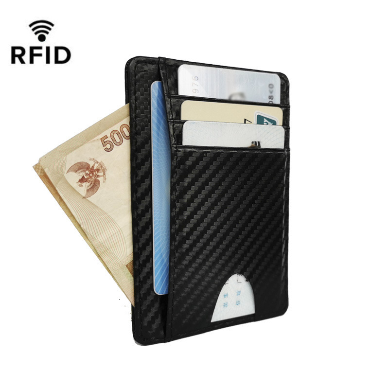 PT050,Designer New Light Carbon Fiber RFID Thin Multifunctional Men's Multi Slot Short Change Bag Card Set
