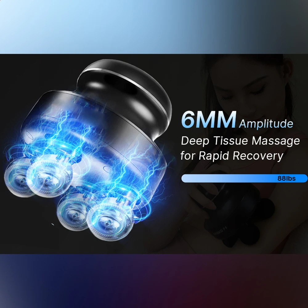 4-Heads Electric Muscle Massager Deep Tissue Easing Shoulder and Back Tension and Chiropractic Tool for Myofascial Release 250321