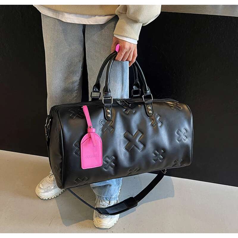 Women's Travel Duffle Fashion PU Leather Gym Fiess Yoga Lage Boston Handbag Outdoor Sports Suitcase Shoulder Tote Bag