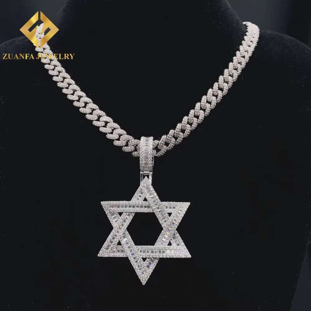 Pass Diamond Tester VVS Moissanite Diamond 925 Silver Pendant Necklace Pendant Big Star Design Hip Hop Jewelry Unisex