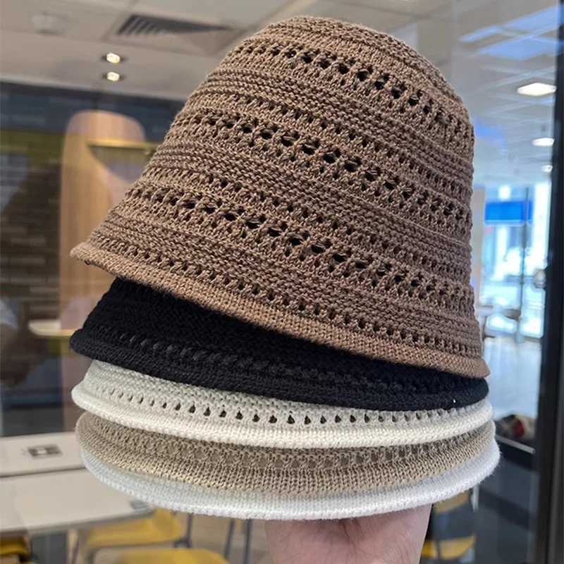 Fashion Beach Korean Straw Hat Summer Wen Visor Bucket Hat Fisherman Cap Hand Weaving Girl Fishing Chapeau Sun Hats for Wen X250329
