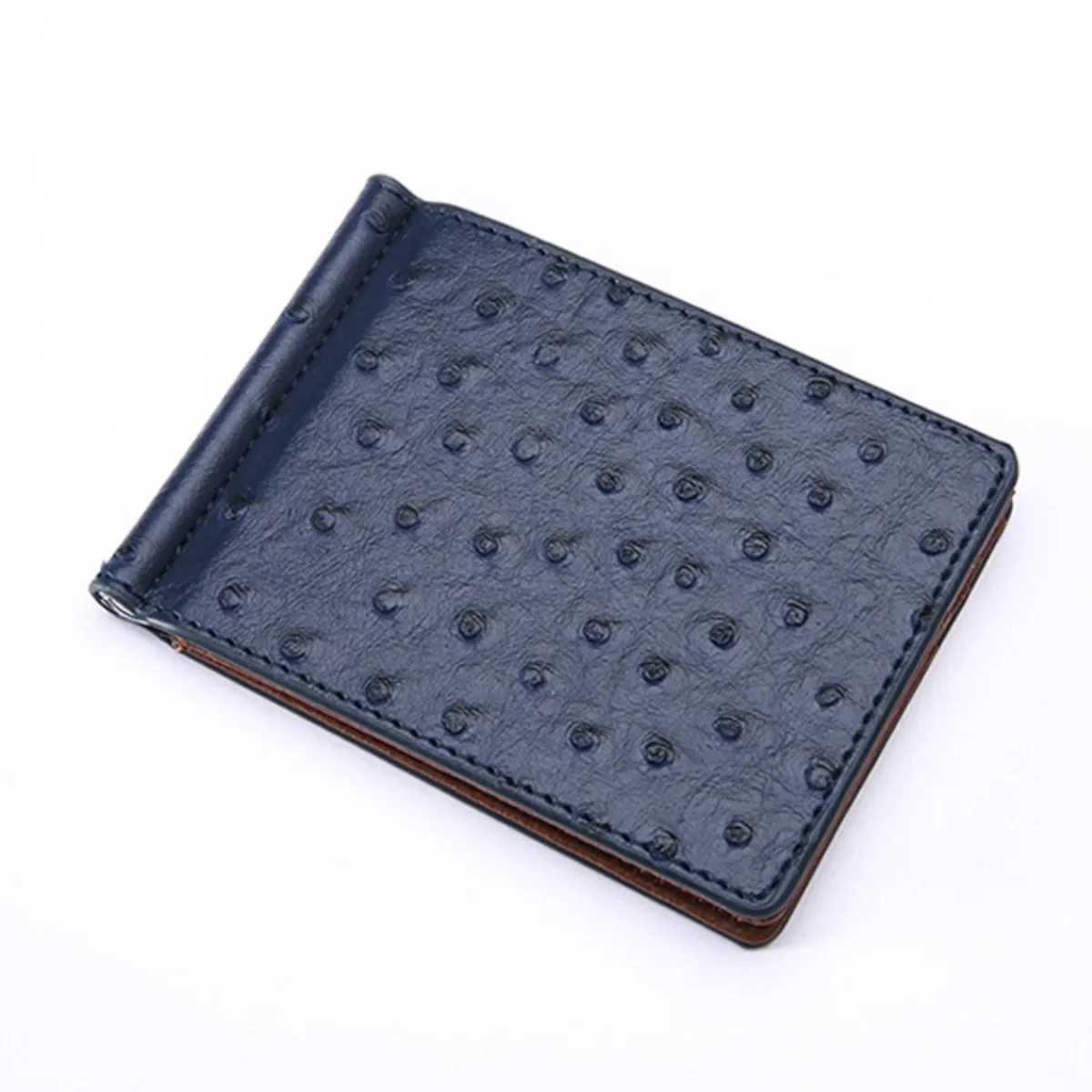Real Ostrich Skin Men's hot Bifold - Short, Bank Stand, High Quality Leather Wallet