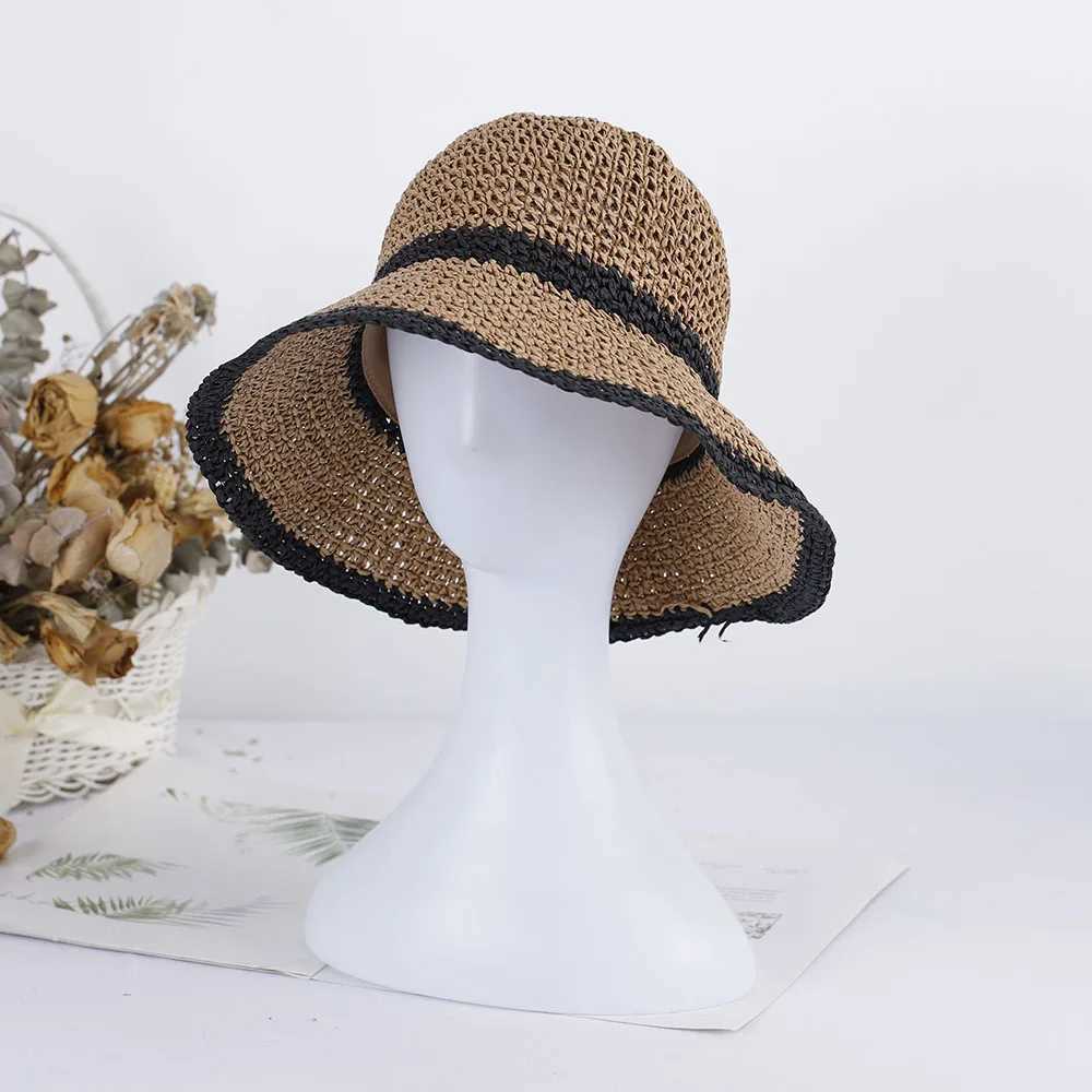 2025 Girl New fashion Style bucket hat Mticolor Foldable Sun stripe Hat For Beach Travel And Vacation handmade straw hat X250329