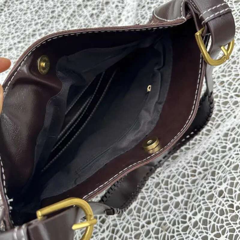 MBTI Vintage Y2k Womens Shoulder Punk Fashion Chain Casual Messenger Bag High Street Patchwork Large Capacity Female Handbag