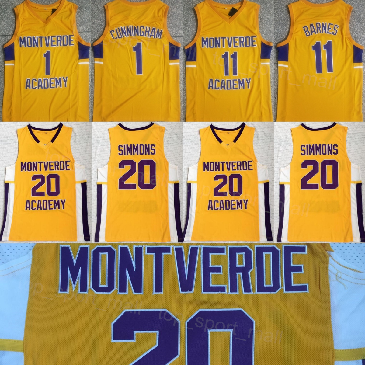 High School Basketball Montverde Academy Jersey Man 1 Cade Cunningham 11 Scottie Barnes Shirt Yellow Team For Sport Fans Moive College Vintage University Retro