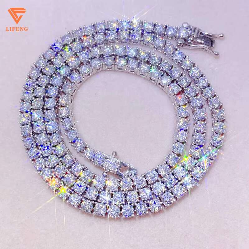 5 mm Hip Hop Tennis Chain Necklace for Women 925 Sterling Silver Chain VVS Moissanite Diamond Rose Gold Tennis Chain