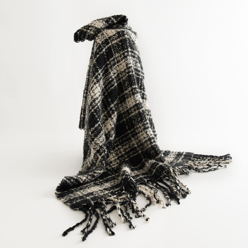 K258 2024 new scarf for women high-end autumn and winter Korean style all-match plaid thickened student couple imitation cashmere scarf