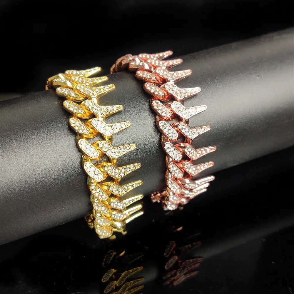 20mm Luxury Fashion Mens Necklace Womens Hip Hop Gothic Pendant Sparkling Full Rhinestone Cuban Chain Cool Bracelet Jewelry Gift Y250329