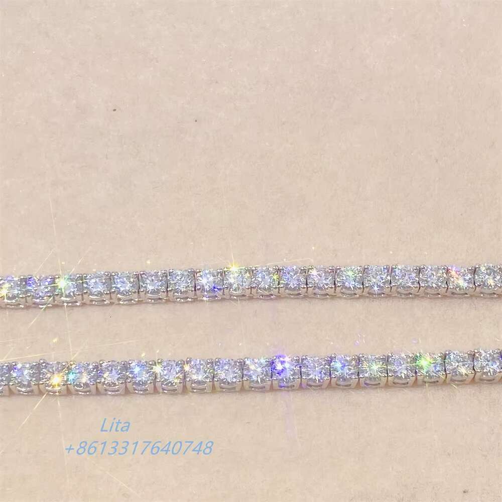 Luxury Jewelry Real Solid 10k Gold 3mm Tennis Chain Bracelet Necklace White Gold Moissanite Tennis Chain