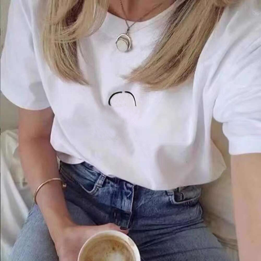 Loose Small Letter Embroidery Tees Pure Cotton Women Designer T Shirts Round Neck T-shirt Soft Tops