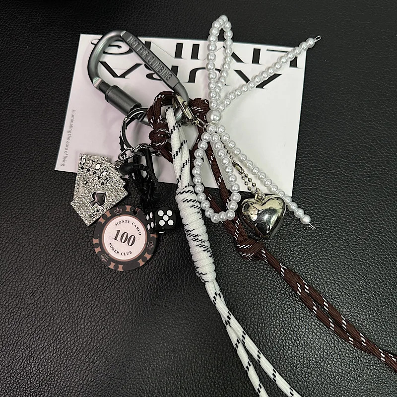 Small Scale Wealth Raising Chips Pearl Bags Pendants Hiking Buckles Hanging Ropes Keychains Couple Style Ornaments 250403250403