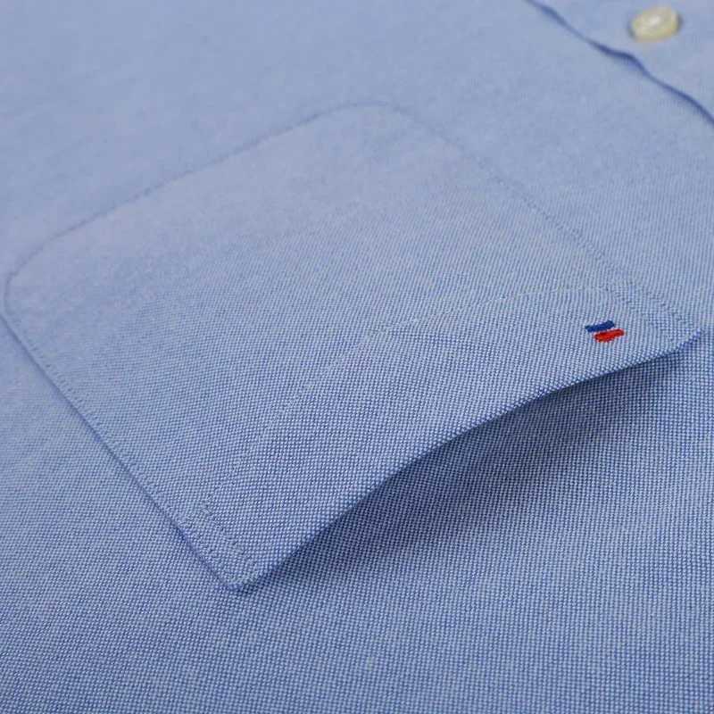 Mens long sleeved Oxford plain casual shirt mens designer clothing button down collar thick work shirt and shirt X250329