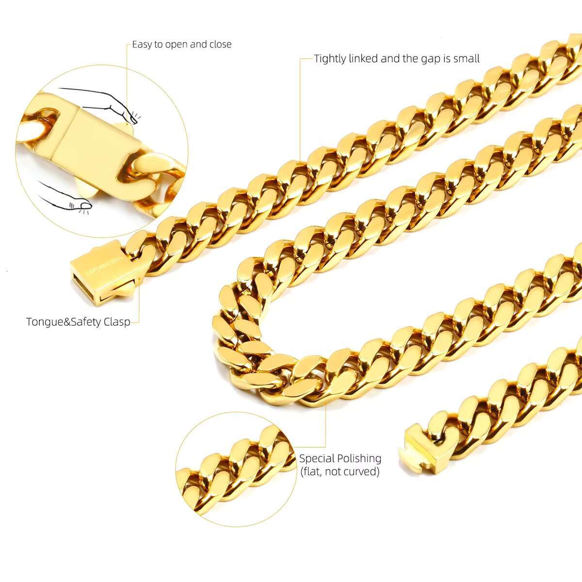 Filled Solid Chain Plated Necklace Set Gold Jewelry Cuban Stainless Steel Mens for Men Wholesale 14K 18K Gold Fashion