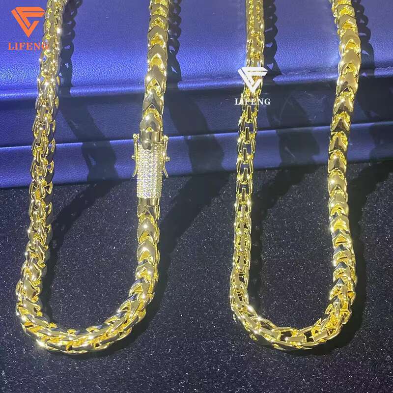 Lifeng Jewelry Wholesale Hip Hop Mens Chain 14k 18k Gold Plated 925 Sterling Silver 6mm Franco Chain Necklace
