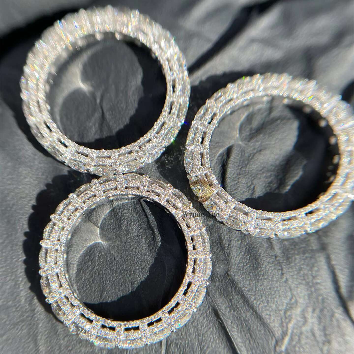 2022 Wedding Eternity Band 3mm Bussdown Fully Pave Side Gallery Set Moissanite Eternity Band Ring