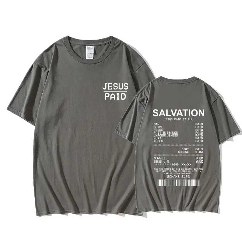 Christian Salvation Jesus Paid It All Graphic Tshirt Men Womens Fashion Oversized Short Sleeve Unisex Hip Hop Vintage T-shirt X250329