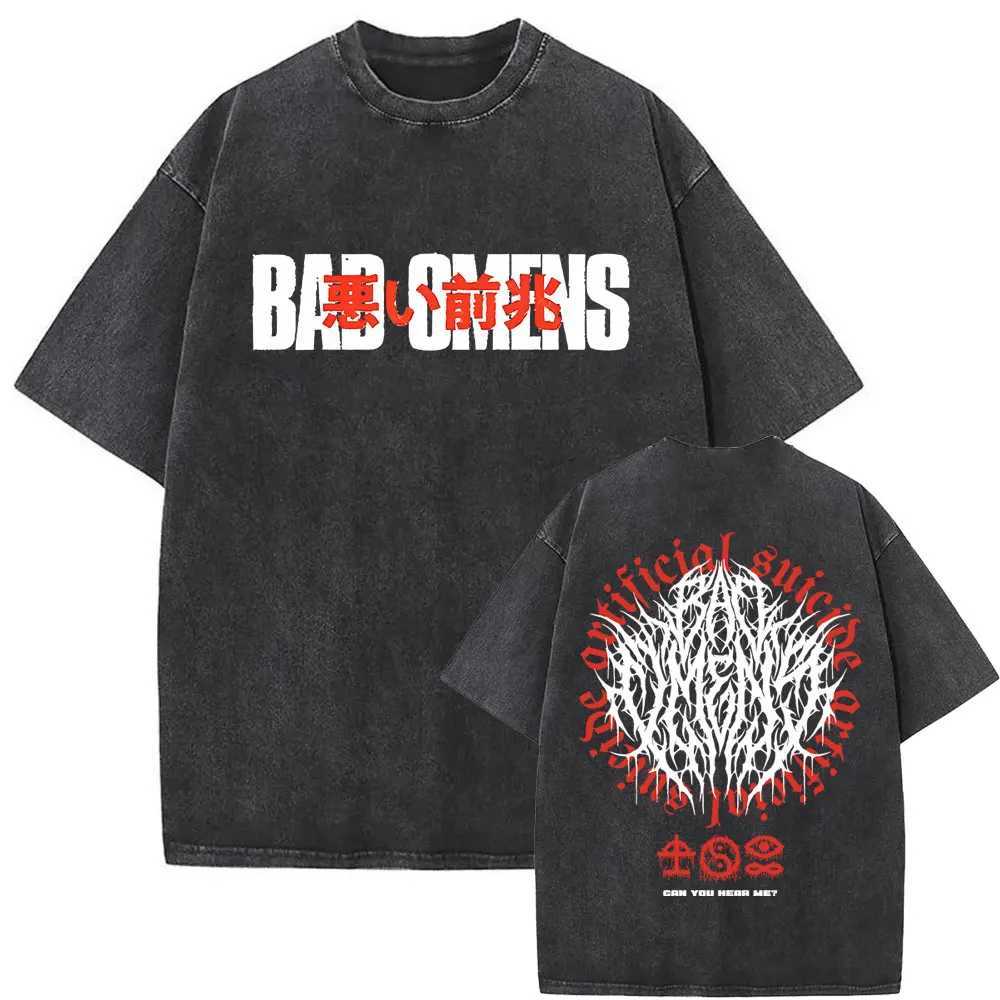 Washed Vintage Bad Omens Band Tshirt THE DEATH OF PEACE OF MIND T-shirts Men Women Oversized T Shirt Mens Rock Gothic T-shirt X250329