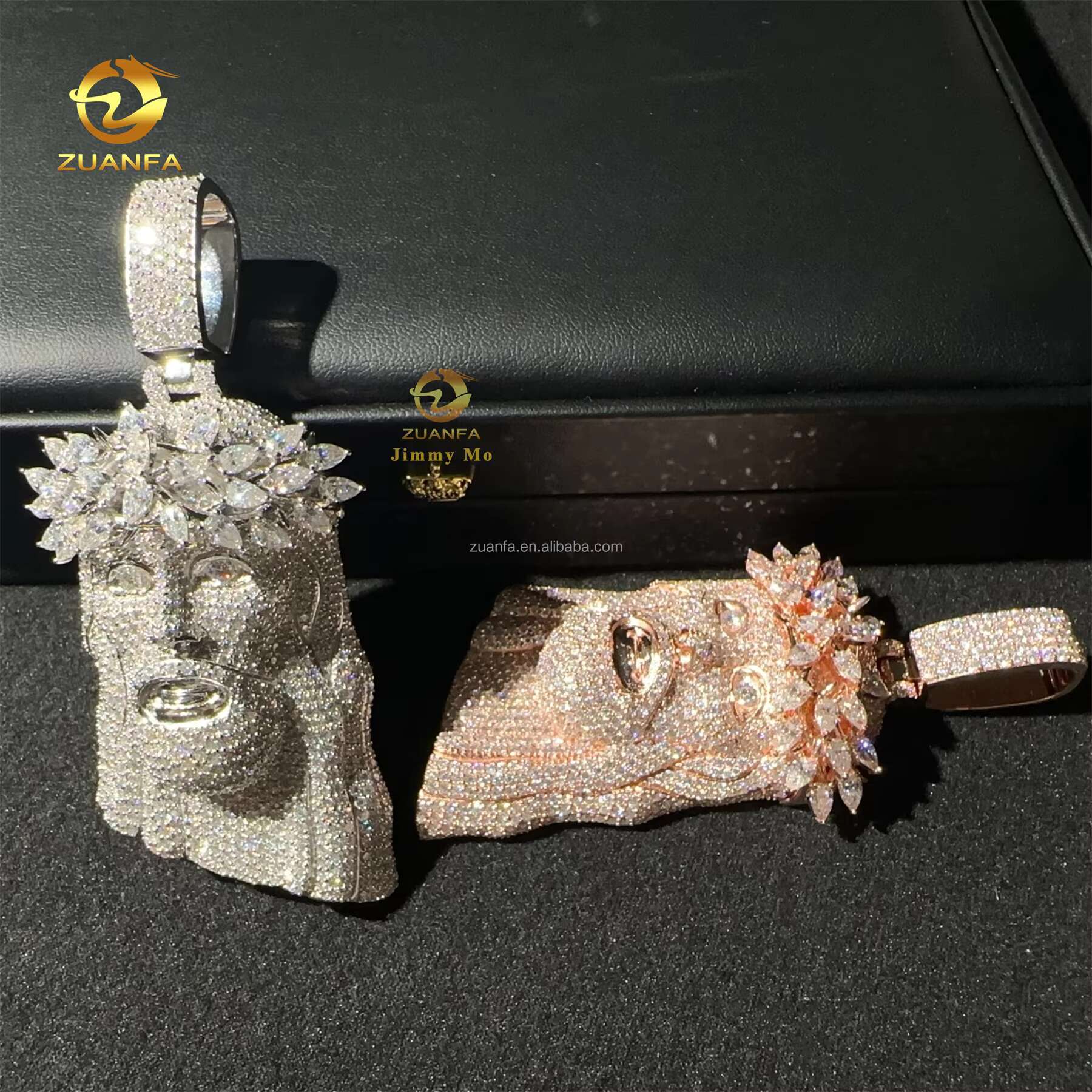 2.5 Luxury Fashion ManJewelry Hip Hop Pendant 925 Silver Pear Brilliant Moissanite Diamond Jesus Pendant Cuban Chain Set
