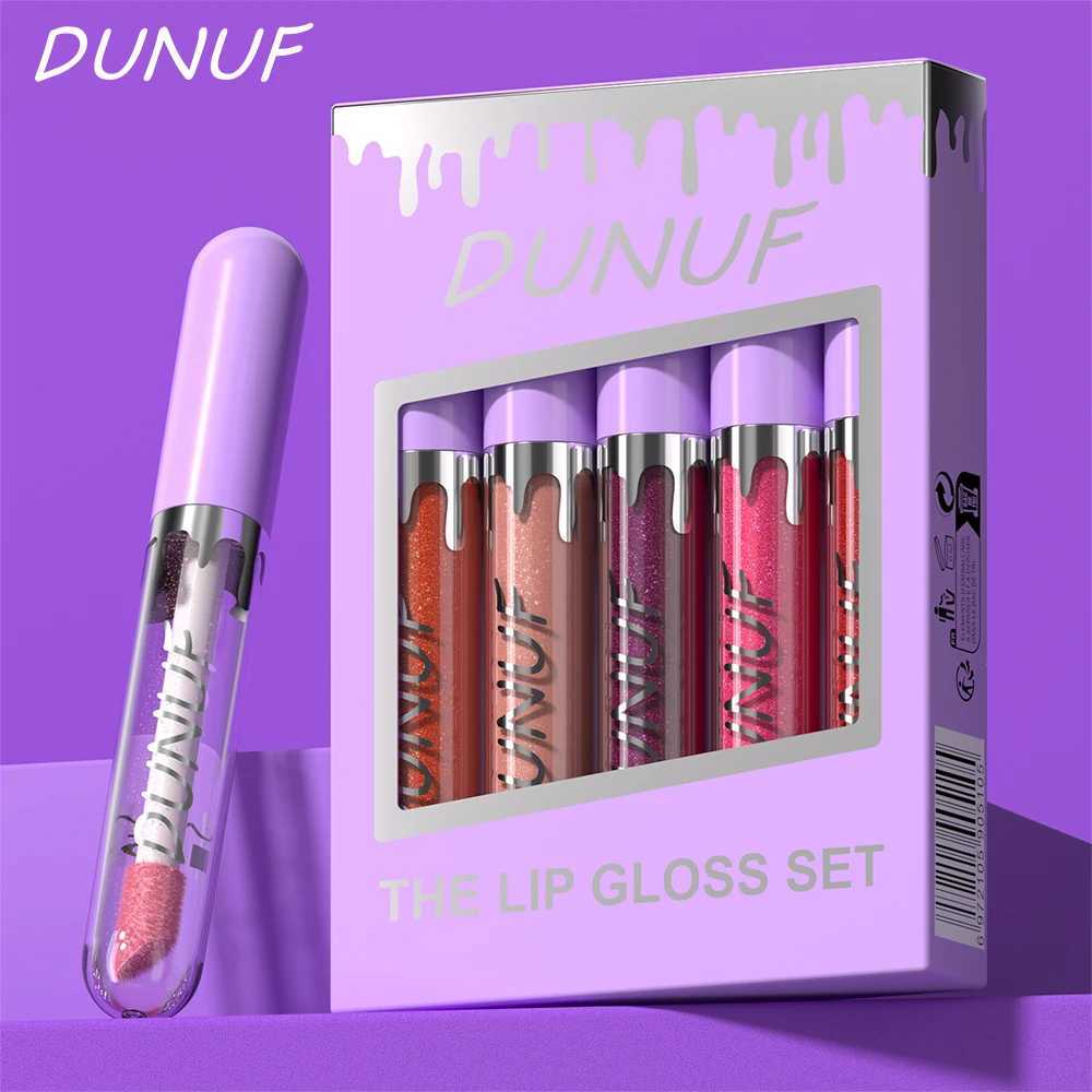 DUNUF 5-Color Set Nourishing and Moisturizing Glass Mirror Gloss Lip Gloss Lasting to Colorful Lip Adhesive SetXJ250329