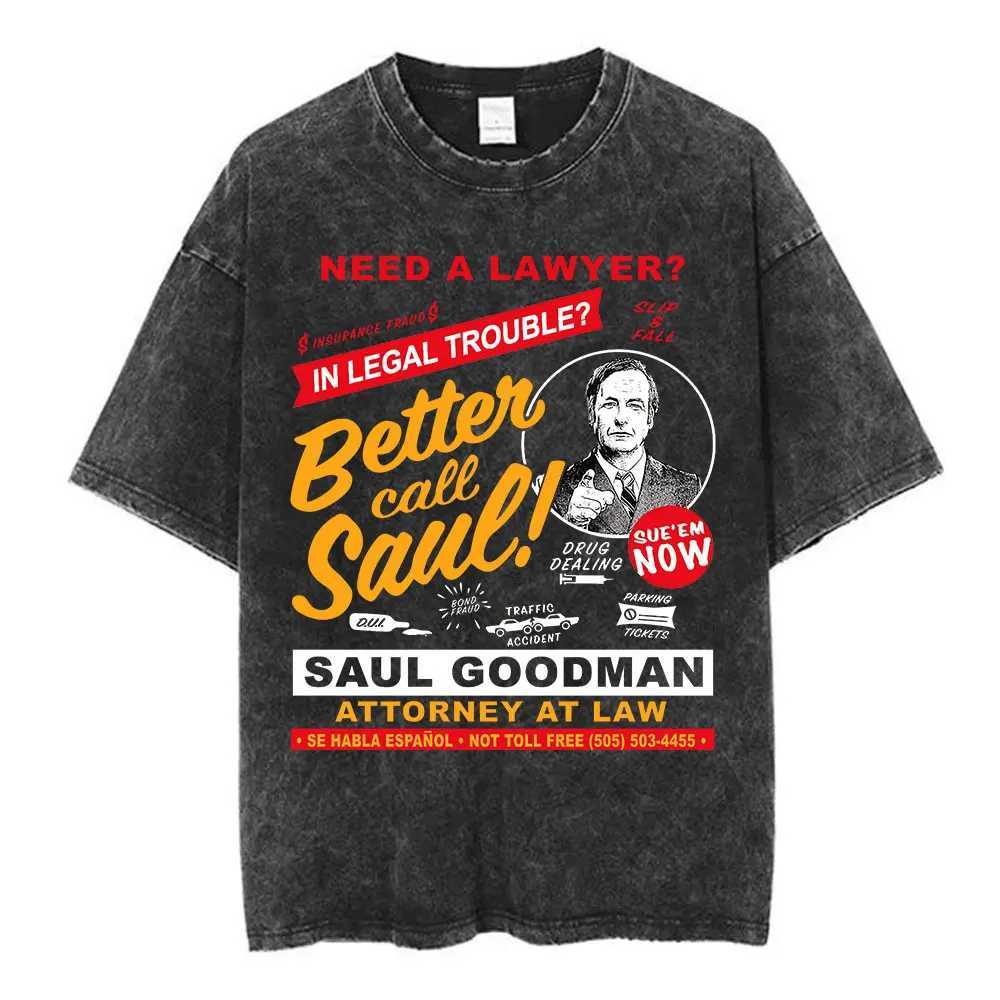 Heisenberg Vintage Washed T Shirt Better Call Saul Graphic Print T-shirts Mens Pure Cotton Short SLeeves Tee Shirt X250329
