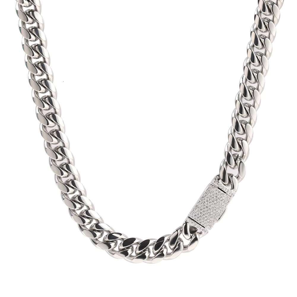 Hiisees 8mm 10mm 12mm Mens 18k Gold Plated Stainless Steel Cuban Link Necklace Hip Hop Fashion Jewelry Necklaces for Parties