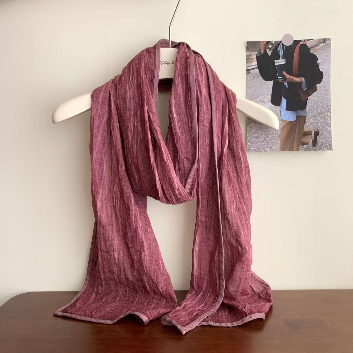 T373 pure cotton scarf! Literary simple retro solid color scarf autumn and winter Japanese versatile neck protection slender small silk scarf for wome