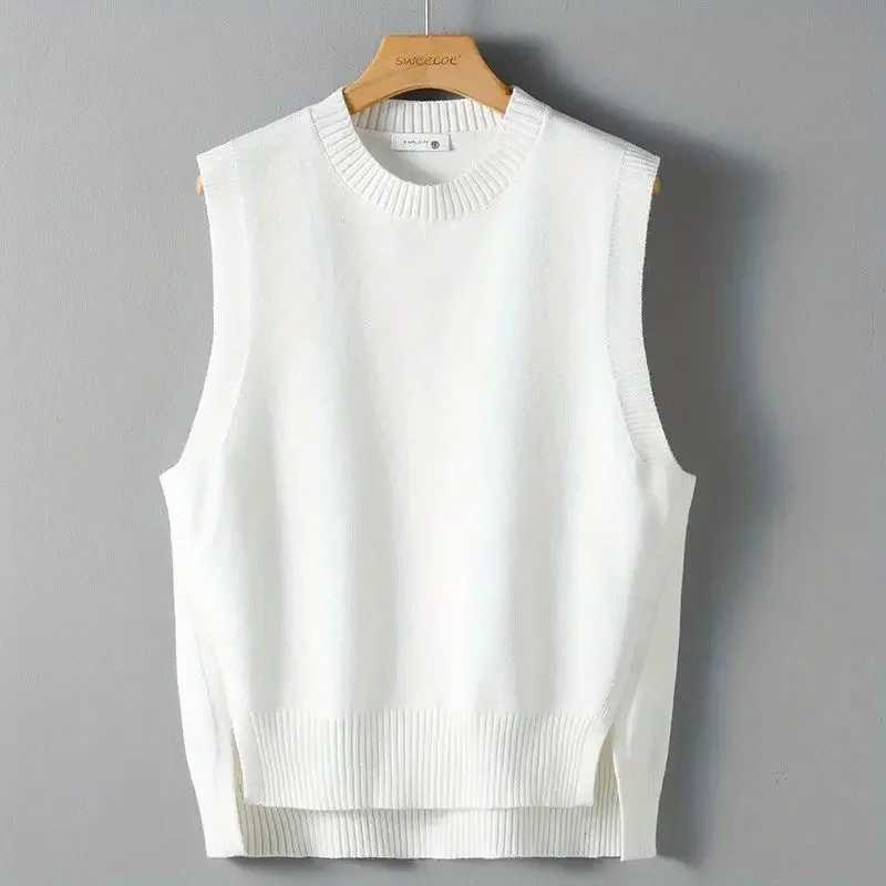 Casual waist shirt loose knit mens vest Korean popular clothing Y2k sleeveless fashion sweater mens new top X250329