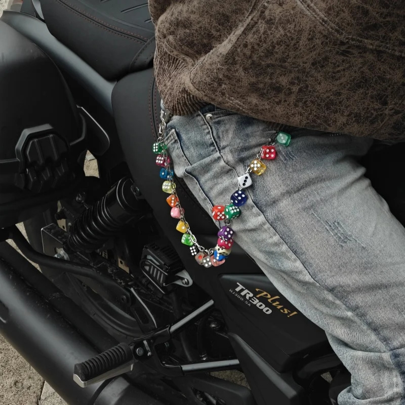 Original DIY Dice Pants Chain Punk Hip Hop Men and Women One Waist Pendant 24 Color Motorcycle Chain Y2K Accessories 250326