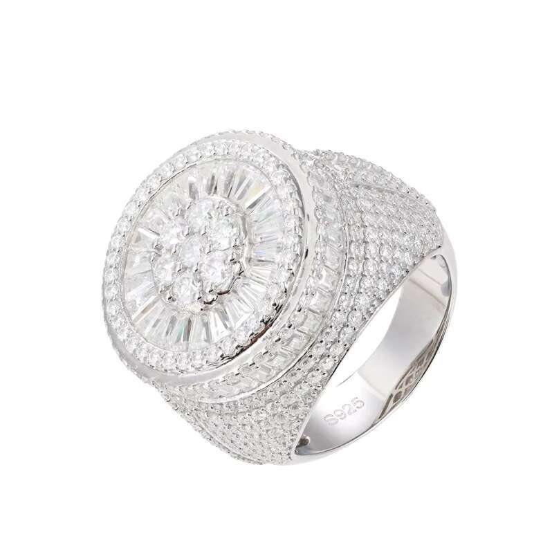 925 Sterling Silver 18k White Gold Plating Band Vvs Moissanite Diamond Iced Out Wedding Engagement Men Rings