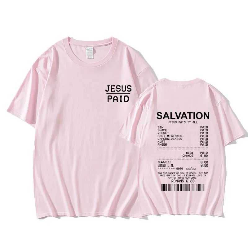 Christian Salvation Jesus Paid It All Graphic Tshirt Men Womens Fashion Oversized Short Sleeve Unisex Hip Hop Vintage T-shirt X250329