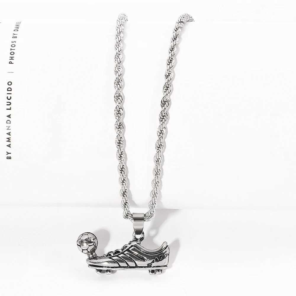 Hip hop punk football shoe pendant necklace mens fashion football necklace boys jewelry accessories gift Y250329