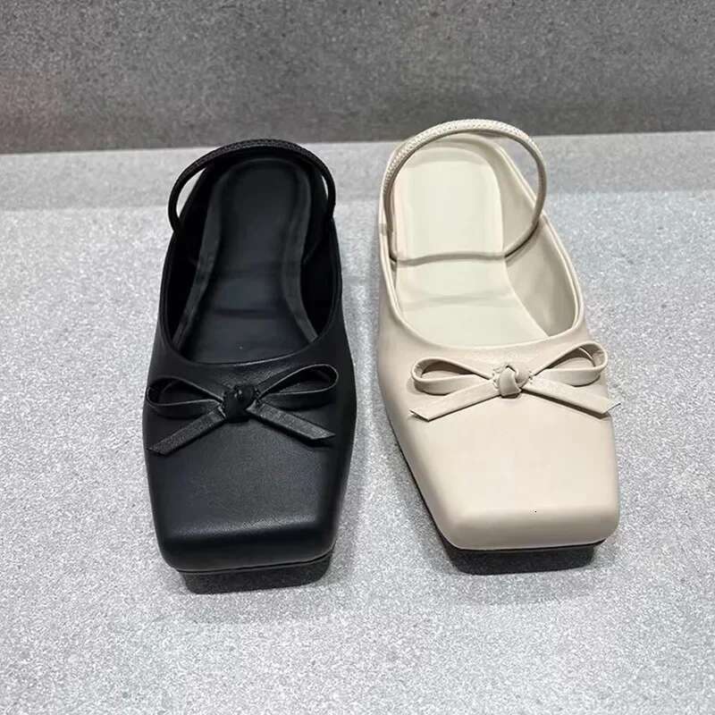 Flat Mules Slipper Square Toe Ballet Shoes Comfy Shallow Slide Women 2025 Autumn New Fashion Sandals Female Atos Mujer
