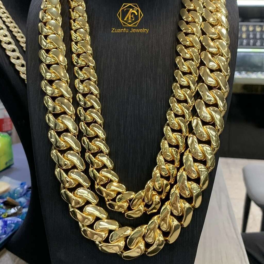 Hip Hop Gold Plated 30mm Mens Miami 925 Sterling Silver Cuban Link Chain Necklace Men Jewelry Miami Cuban Link